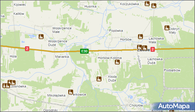 mapa Horbów-Kolonia, Horbów-Kolonia na mapie Targeo