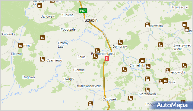 mapa Horodnianka gmina Suchowola, Horodnianka gmina Suchowola na mapie Targeo