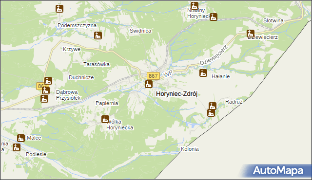 mapa Horyniec-Zdrój, Horyniec-Zdrój na mapie Targeo