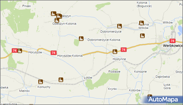 mapa Hostynne-Kolonia, Hostynne-Kolonia na mapie Targeo