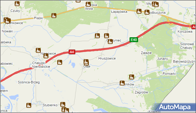mapa Hruszowice gmina Stubno, Hruszowice gmina Stubno na mapie Targeo