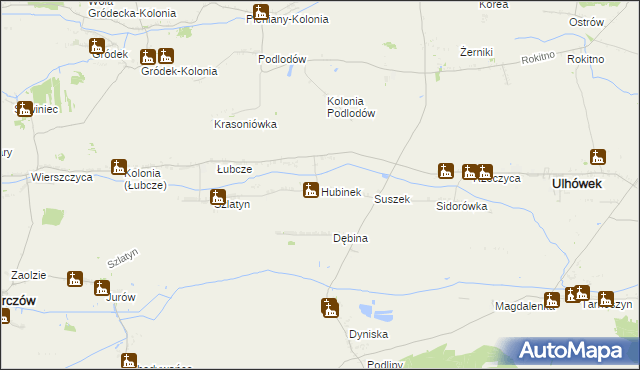 mapa Hubinek, Hubinek na mapie Targeo