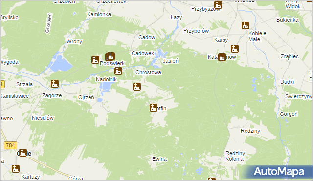 mapa Huby Kotfińskie, Huby Kotfińskie na mapie Targeo