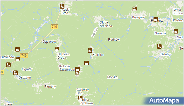 mapa Hucisko gmina Przysucha, Hucisko gmina Przysucha na mapie Targeo