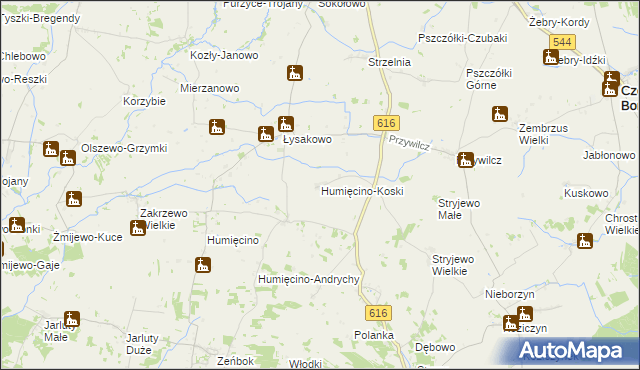 mapa Humięcino-Koski, Humięcino-Koski na mapie Targeo