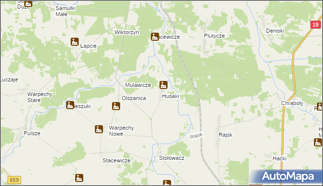 mapa Husaki, Husaki na mapie Targeo