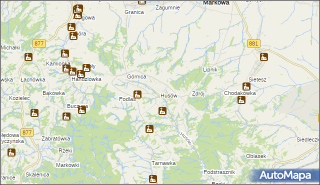 mapa Husów, Husów na mapie Targeo