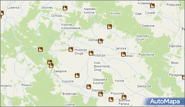 mapa Huszcza, Huszcza na mapie Targeo