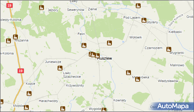 mapa Huszlew, Huszlew na mapie Targeo