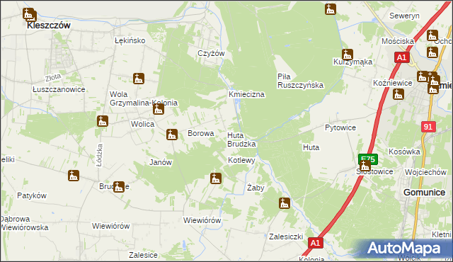 mapa Huta Brudzka, Huta Brudzka na mapie Targeo