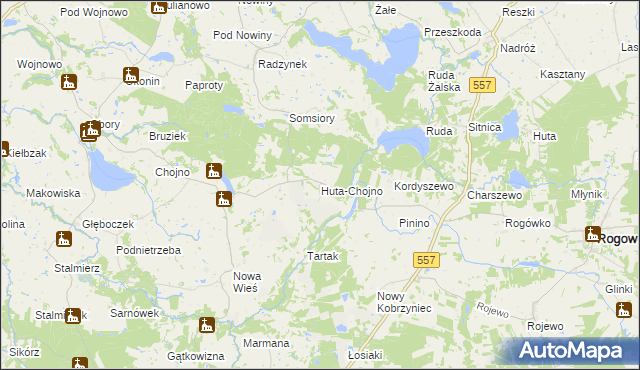 mapa Huta-Chojno, Huta-Chojno na mapie Targeo