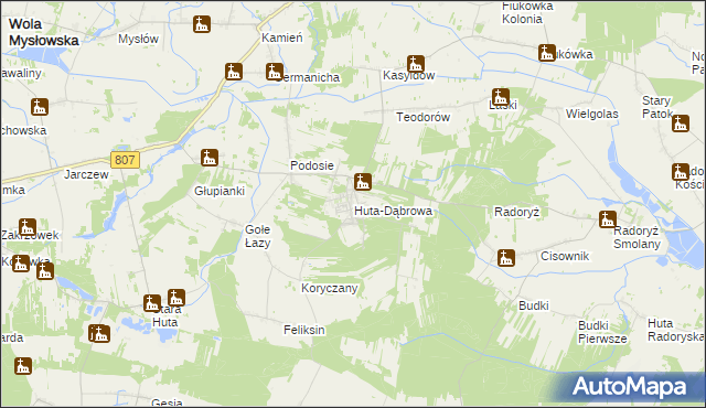 mapa Huta-Dąbrowa, Huta-Dąbrowa na mapie Targeo