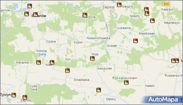 mapa Huta gmina Baranów, Huta gmina Baranów na mapie Targeo