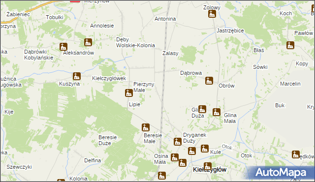 mapa Huta gmina Kiełczygłów, Huta gmina Kiełczygłów na mapie Targeo