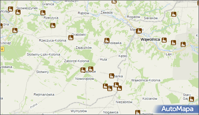 mapa Huta gmina Wąwolnica, Huta gmina Wąwolnica na mapie Targeo