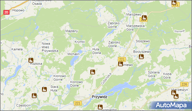 mapa Huta Górna, Huta Górna na mapie Targeo