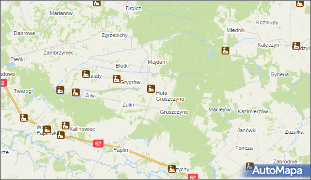 mapa Huta Gruszczyno, Huta Gruszczyno na mapie Targeo