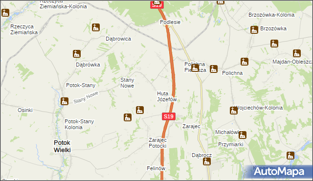 mapa Huta Józefów, Huta Józefów na mapie Targeo