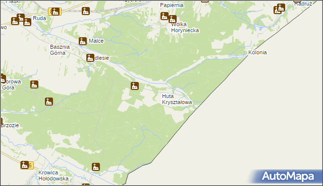 mapa Huta Kryształowa, Huta Kryształowa na mapie Targeo