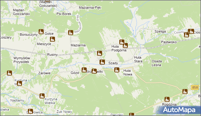 mapa Huta Krzeszowska, Huta Krzeszowska na mapie Targeo
