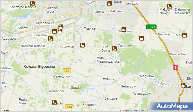 mapa Huta Mazowszańska, Huta Mazowszańska na mapie Targeo