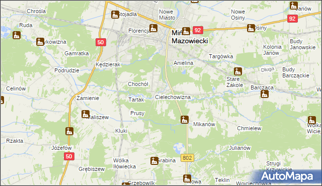 mapa Huta Mińska, Huta Mińska na mapie Targeo