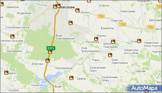 mapa Huta Skaryszewska, Huta Skaryszewska na mapie Targeo