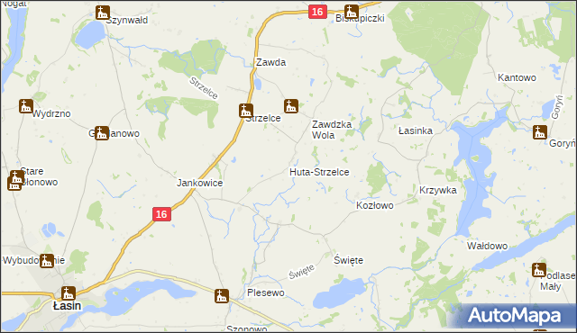 mapa Huta-Strzelce, Huta-Strzelce na mapie Targeo