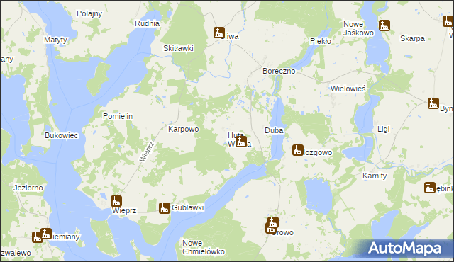 mapa Huta Wielka, Huta Wielka na mapie Targeo