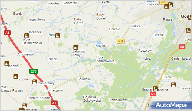 mapa Huta Zaborowska, Huta Zaborowska na mapie Targeo