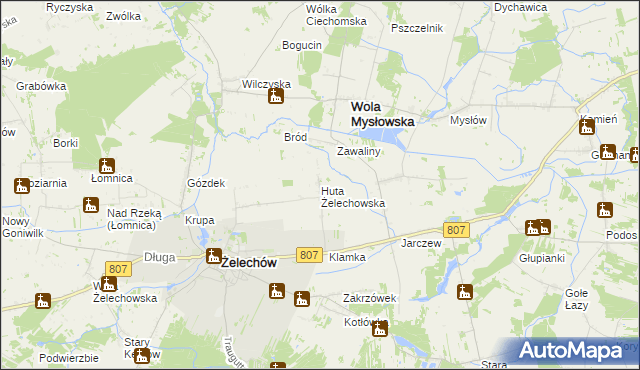 mapa Huta Żelechowska, Huta Żelechowska na mapie Targeo