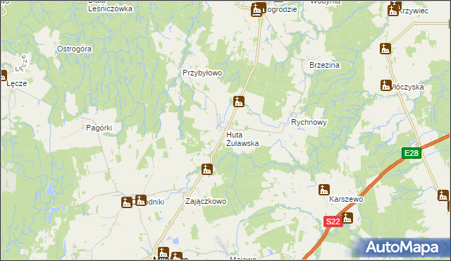 mapa Huta Żuławska, Huta Żuławska na mapie Targeo