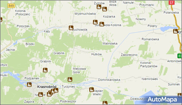 mapa Hutków, Hutków na mapie Targeo
