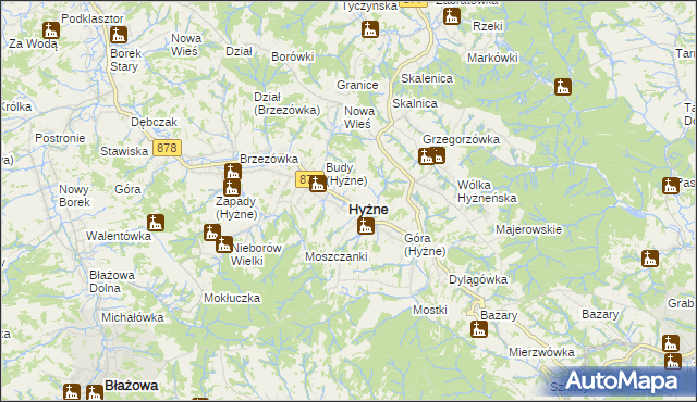 mapa Hyżne, Hyżne na mapie Targeo