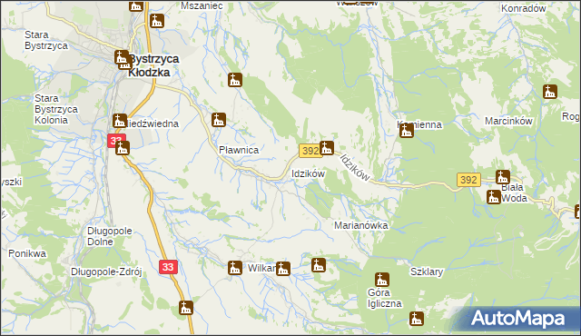 mapa Idzików, Idzików na mapie Targeo