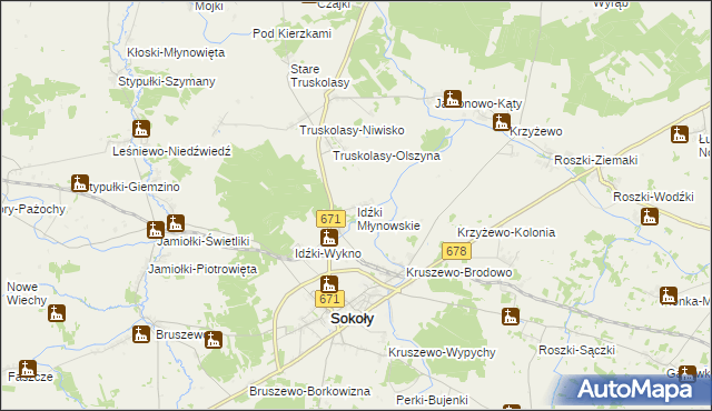 mapa Idźki Młynowskie, Idźki Młynowskie na mapie Targeo