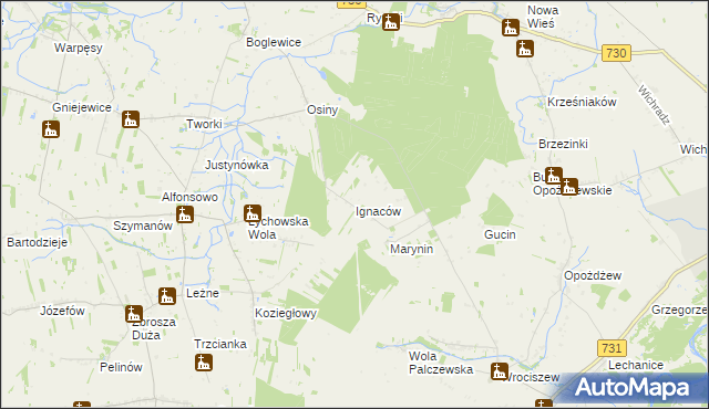 mapa Ignaców gmina Jasieniec, Ignaców gmina Jasieniec na mapie Targeo