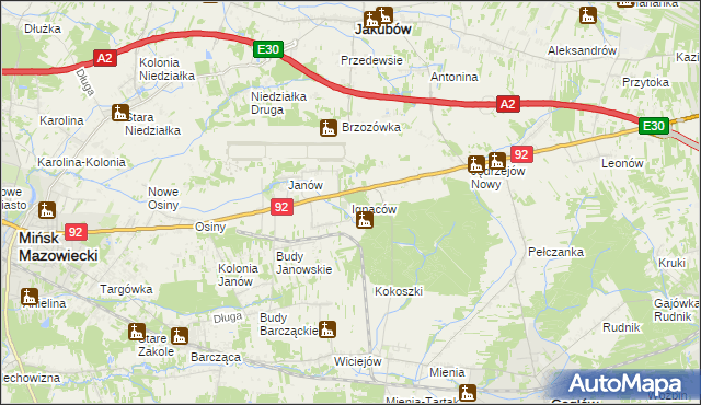 mapa Ignaców gmina Mińsk Mazowiecki, Ignaców gmina Mińsk Mazowiecki na mapie Targeo