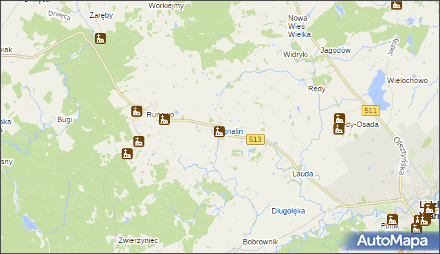 mapa Ignalin gmina Lidzbark Warmiński, Ignalin gmina Lidzbark Warmiński na mapie Targeo