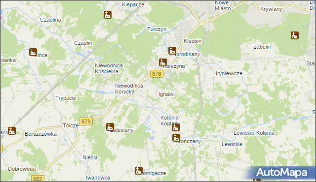 mapa Ignatki gmina Juchnowiec Kościelny, Ignatki gmina Juchnowiec Kościelny na mapie Targeo