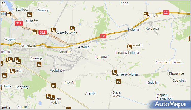 mapa Ignatów gmina Kamień, Ignatów gmina Kamień na mapie Targeo