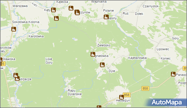 mapa Ignatówka gmina Biłgoraj, Ignatówka gmina Biłgoraj na mapie Targeo