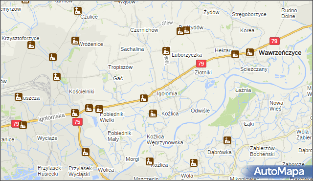 mapa Igołomia, Igołomia na mapie Targeo