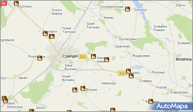 mapa Iłówiec Wielki, Iłówiec Wielki na mapie Targeo