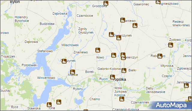 mapa Iłowo gmina Topólka, Iłowo gmina Topólka na mapie Targeo