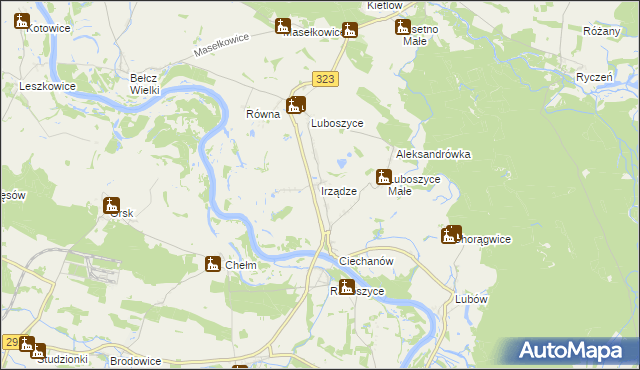 mapa Irządze gmina Jemielno, Irządze gmina Jemielno na mapie Targeo