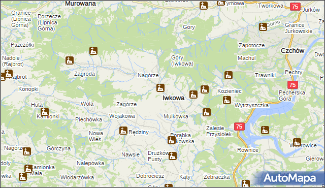 mapa Iwkowa, Iwkowa na mapie Targeo