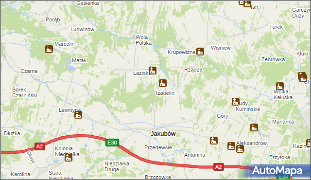 mapa Izabelin gmina Jakubów, Izabelin gmina Jakubów na mapie Targeo