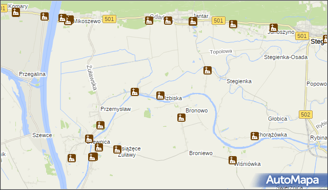 mapa Izbiska gmina Stegna, Izbiska gmina Stegna na mapie Targeo