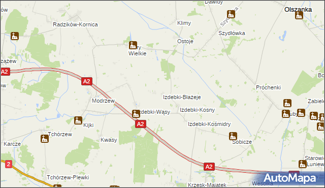 mapa Izdebki-Błażeje, Izdebki-Błażeje na mapie Targeo